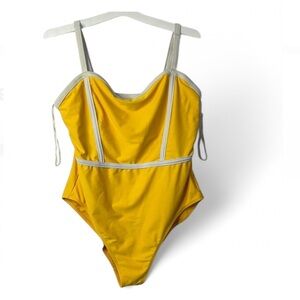 Forever 21+ Women's Yellow and White Swimsuit-one-piece SZ 2X.